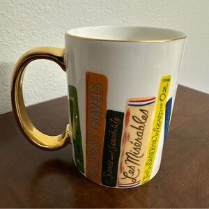 Rifle Paper Co. Book Club Porcelain 16oz Mug With Gold Handle
